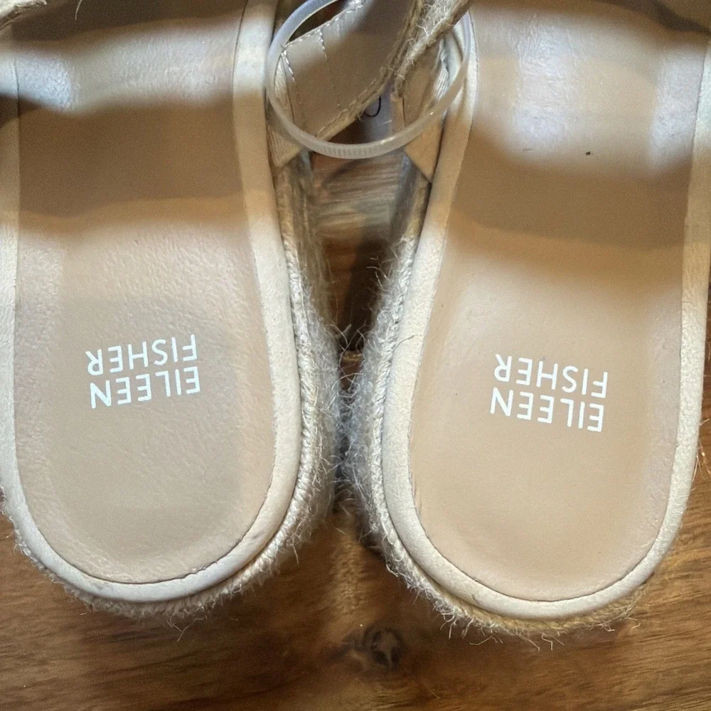 EILEEN FISHER MAYLA 9 Natural Jute Espadrille PLATFORM SANDALS NEW Beach Coastal